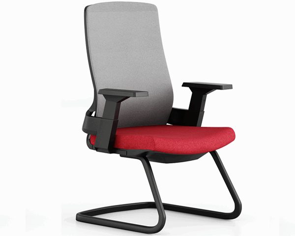 FAUTEUIL VISITEUR D1-399CB ROUGE/GRIS