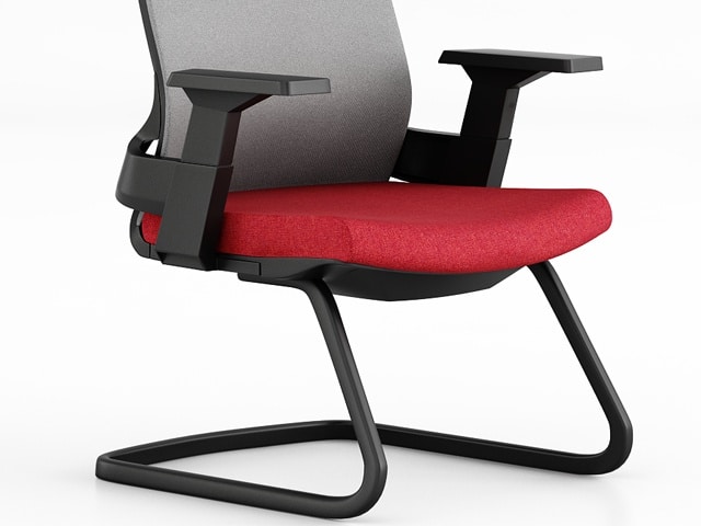 FAUTEUIL VISITEUR D1-399CB ROUGE/GRIS