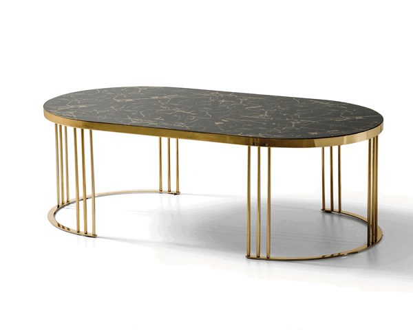 TABLE BASSE ZODIAC 120004 COULEUR MARBRE DOREE 111X60X3