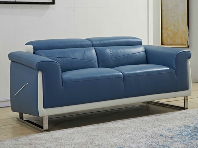 SALON CUIR 6 PLACES FM336 BLUM COULEUR GRIS FONCE LA07/ROUGE YMA1084