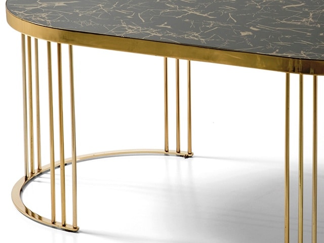 TABLE BASSE ZODIAC 120004 COULEUR MARBRE DOREE 111X60X3