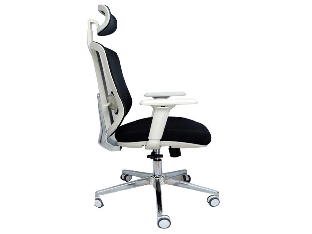 FAUTEUIL DOSSIER HAUT A MAILLE MS-05H NOIR-BLANC ORTHOPEDIQUE
