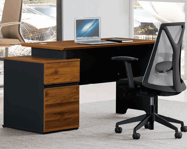 TABLE SECRETAIRE+CAISSON AS014-1400 L 1400*600*750 BROWN 17+GREY