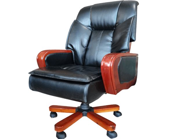 FAUTEUIL PRESIDENT CUIR YL 9517 PIETEMENT EN BOIS NOIR