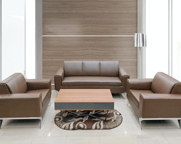 SALON DE BUREAU 5 PLACES PU SF-165 MARRON C54 210*85*68