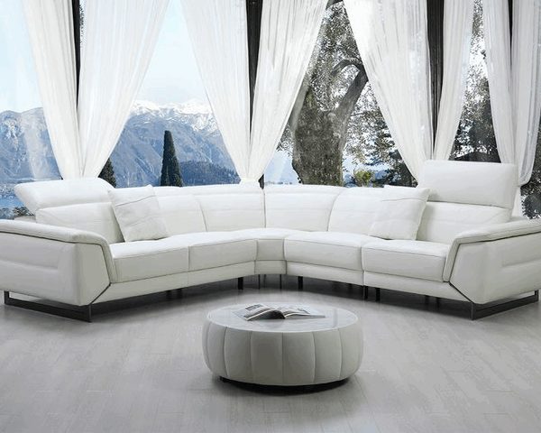 SALON CUIR 6 PLACES ANGLE L-807 COULEUR A86 BLANC