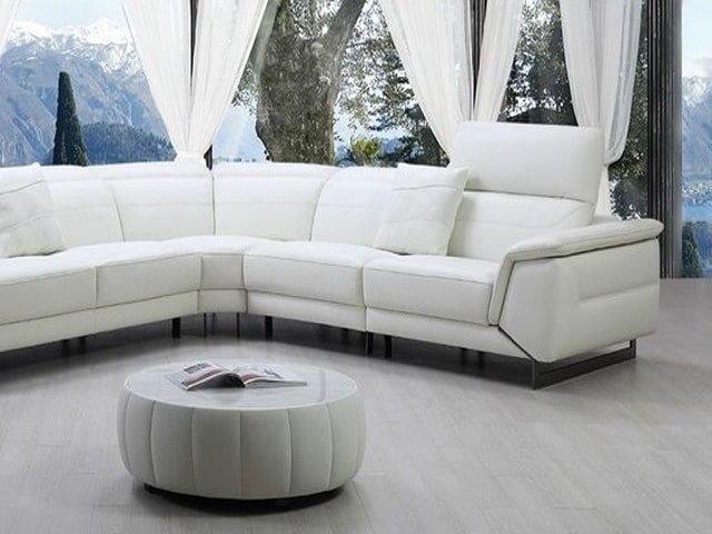 SALON CUIR 6 PLACES ANGLE L-807 COULEUR A86 BLANC