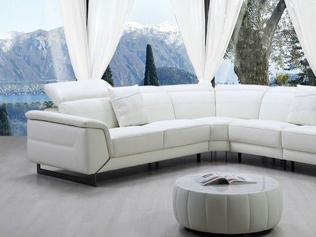 SALON CUIR 6 PLACES ANGLE L-807 COULEUR A86 BLANC