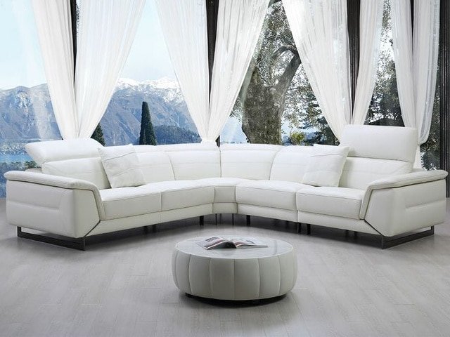 SALON CUIR 6 PLACES ANGLE L-807 COULEUR A86 BLANC