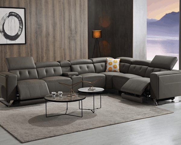 SALON CUIR 6 PLACES ANGLE FM382 RYDELL CLR MARRON FONCE LA04