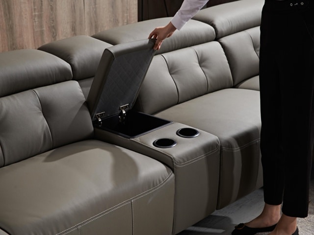 SALON CUIR 6 PLACES ANGLE FM382 RYDELL CLR MARRON FONCE LA04