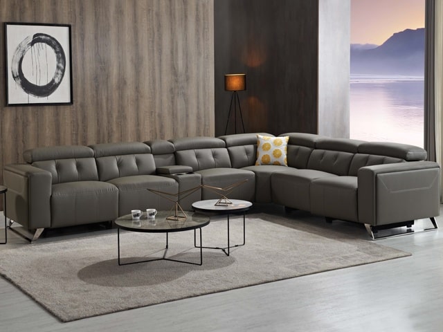 SALON CUIR 6 PLACES ANGLE FM382 RYDELL CLR MARRON FONCE LA04