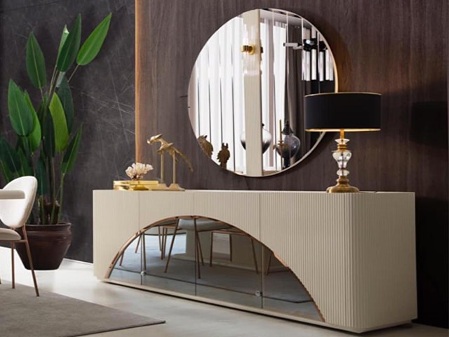 TABLE TV DIAMOND BEIGE MARRON+BUFFET+TABLE A MANGER 6 PLACES