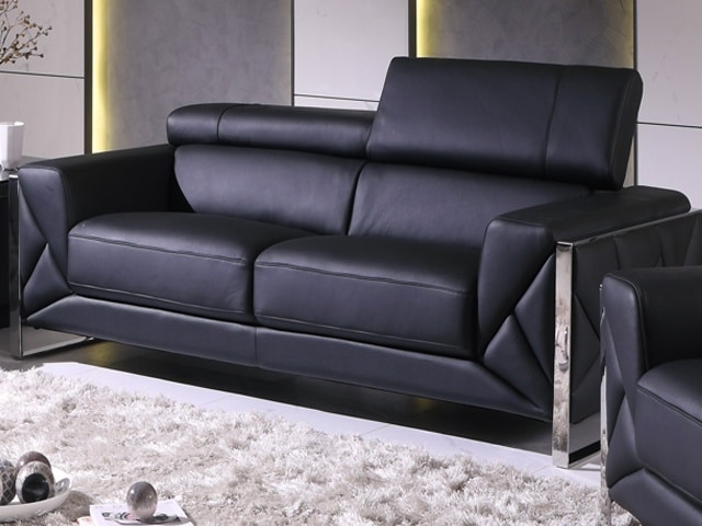SALON CUIR 6 PLACES S-903 COULEUR NOIR A90