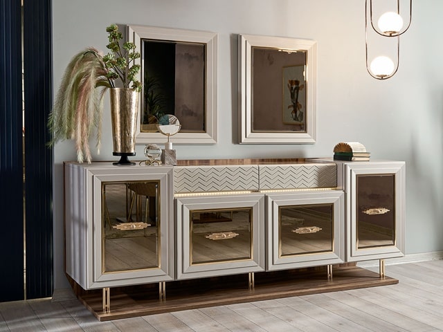 MEUBLE TV ELSA 210*44*180 +TABLE A MANGER 6 PLACES+BUFFET