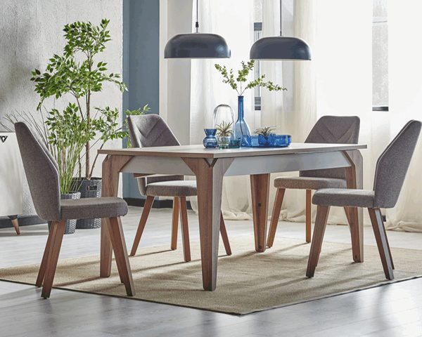 TABLE A MANGER 6 PLACES EXTANSIBLE TRES 164*210*75 CLR MARRON BLANC