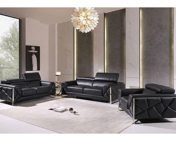 SALON CUIR 7 PLACES S-903 COULEUR NOIR A90