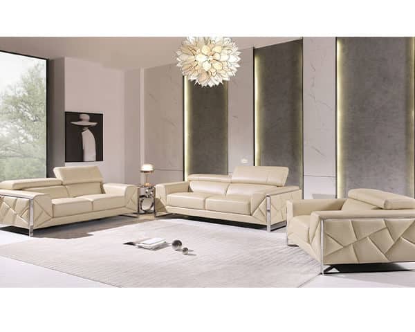 SALON CUIR 6 PLACES S-903 COULEUR K309 CREME