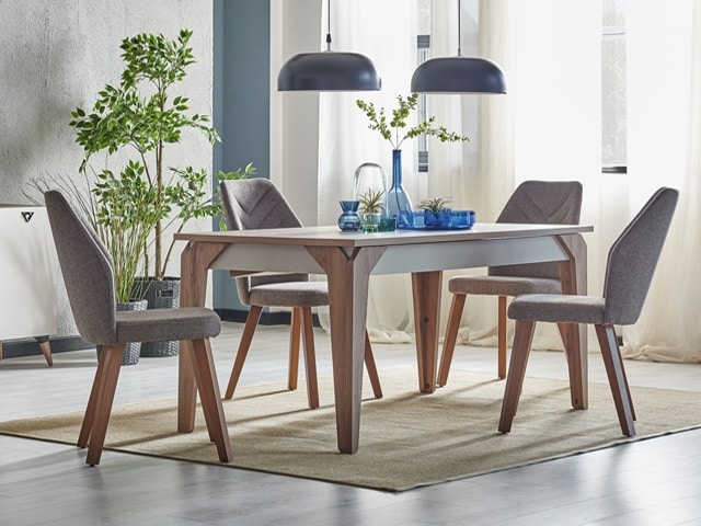 TABLE A MANGER 6 PLACES EXTANSIBLE TRES 164*210*75 CLR MARRON BLANC