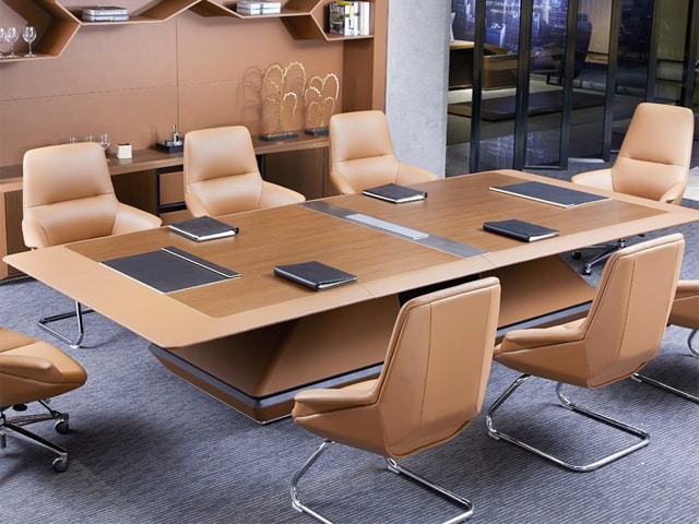 TABLE DE REUNION H-02-N 3600*1600*750 COULEUR MARRON 14-18 PLCS