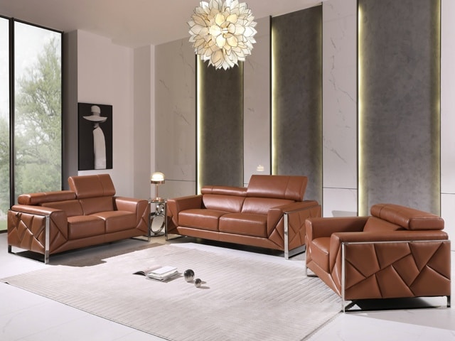 SALON CUIR 6 PLACES S-903 COULEUR K309 CREME