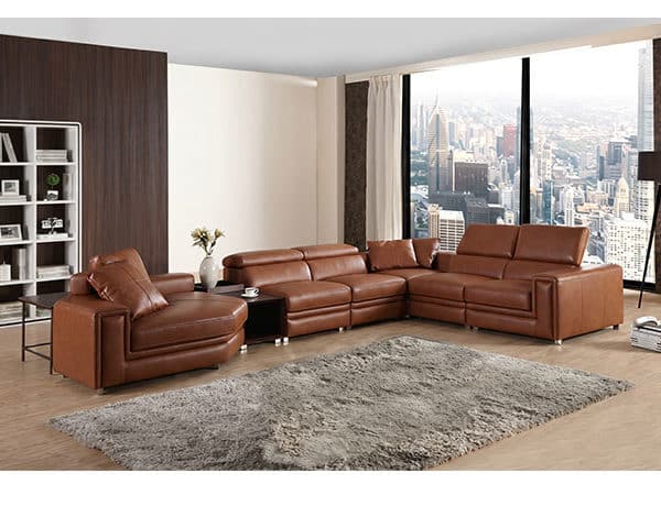 SALON CUIR 7 PLACES ANGLE L-646 COULEUR A88 MARRON