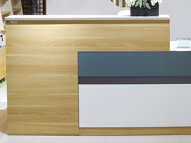 COMPTOIR DE RECEPTION LM203.Z3200A 3200x700x1050 COULEUR NEW WALNUT