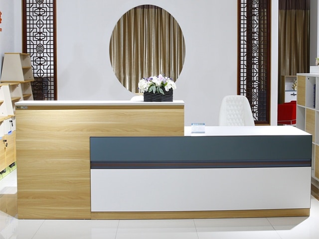 COMPTOIR DE RECEPTION LM203.Z3200A 3200x700x1050 COULEUR NEW WALNUT