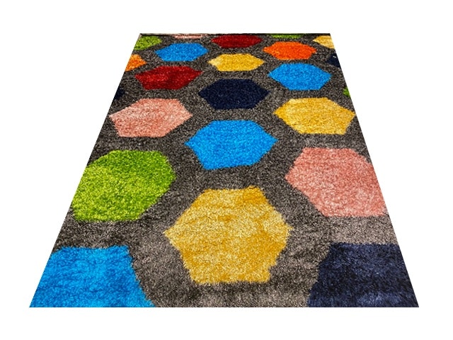 MOQUETTE MM DE LUXE 160X230 P565A BLEU FONCE / JAUNE DESTOCKAGE