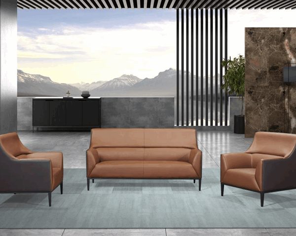 SALON DE BUREAU 5 PLACES REF 3207 MARRON 633581/GRIS 913652 205*93*80