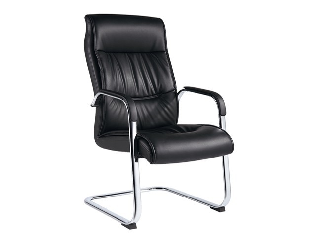 FAUTEUIL VISITEUR PU B-16 MARRON AVEC ACCOUDOIR