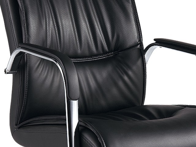 FAUTEUIL VISITEUR PU B-16 MARRON AVEC ACCOUDOIR
