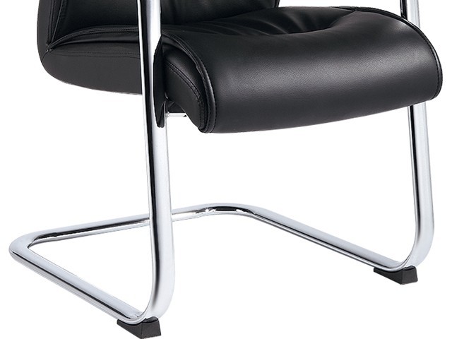 FAUTEUIL VISITEUR PU B-16 MARRON AVEC ACCOUDOIR
