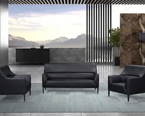 SALON DE BUREAU 5 PLACES REF 3207 NOIRE 55453 205*93*80