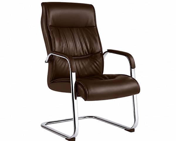 FAUTEUIL VISITEUR PU B-16 MARRON AVEC ACCOUDOIR