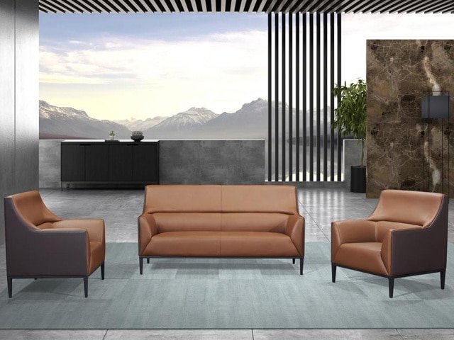 SALON DE BUREAU 5 PLACES REF 3207 MARRON 633581/GRIS 913652 205*93*80