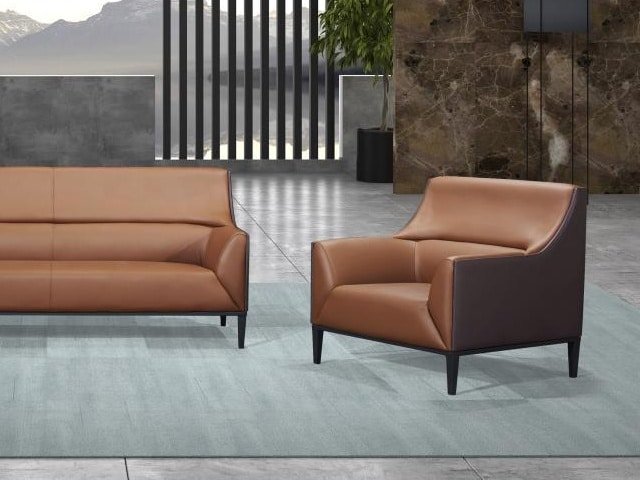 SALON DE BUREAU 5 PLACES REF 3207 MARRON 633581/GRIS 913652 205*93*80