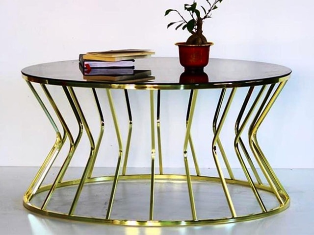 TABLE BASSE SANDY 120005 COULEUR NOIR DOREE 90X45X90 RECONDI