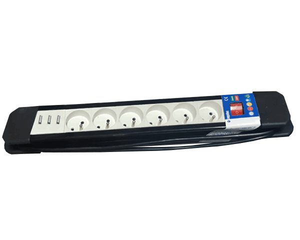 MULTIPRISE 6 BOUCHES INGELEC 3 METRES 1696/1 + 3 SUPPORTS USB