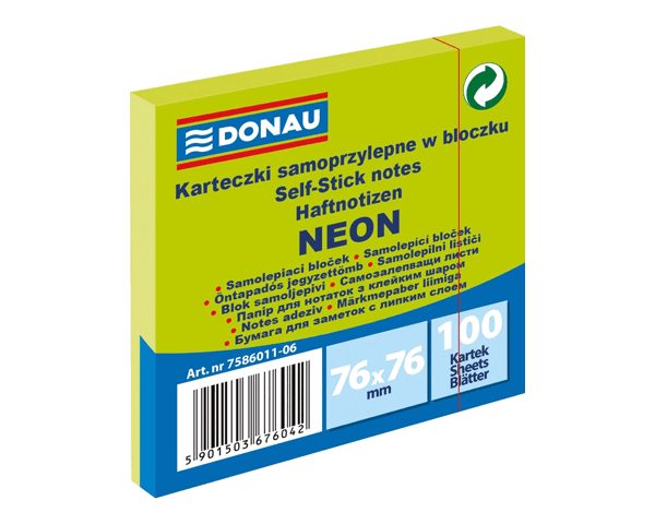 POST IT 76X76 100 feuilles NEON VERT 7586011-06