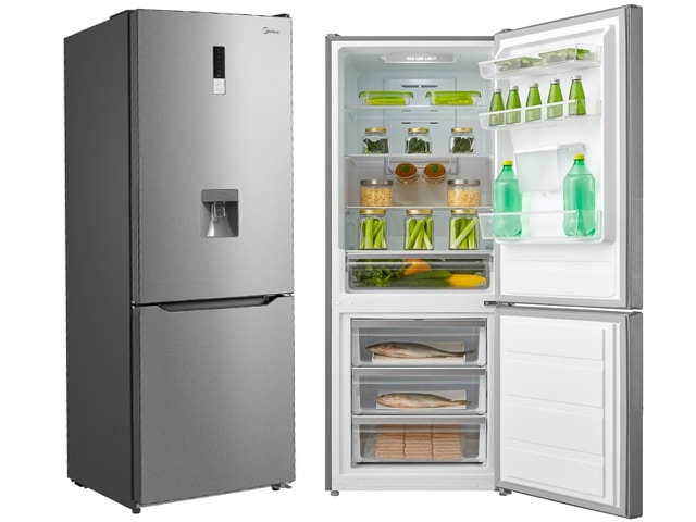 REFRIGERATEUR COMBINE 403L MIDEA MRDB424FG 3T DIS D'EAU GRI 59X63X188