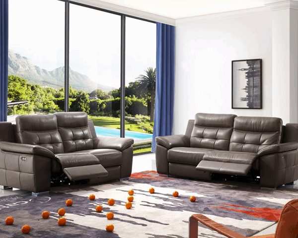 SALON CUIR 6 PLACES SE-660 COULEUR A83 GRIS