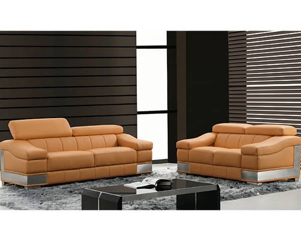 SALON CUIR 6 PLACES S-415 COULEUR P82 ORANGE