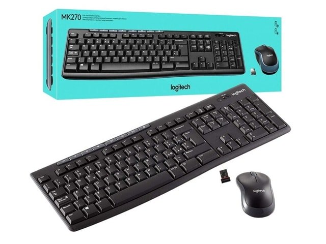 CLAVIER QWERTY+SOURIS SANS FIL LOGITECH MK270