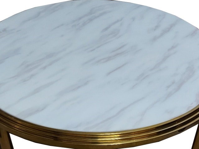TABLE BASSE REF TD-5 90X90X45 MARBRE DOREE RECONDITIONNEE