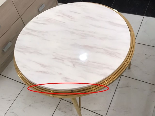 TABLE BASSE REF TD-5 90X90X45 MARBRE DOREE RECONDITIONNEE