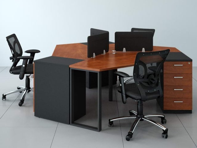 STATION DE TRAVAIL 3 PLACES D0505 2200x1050 CLR BROWN 17+GREY
