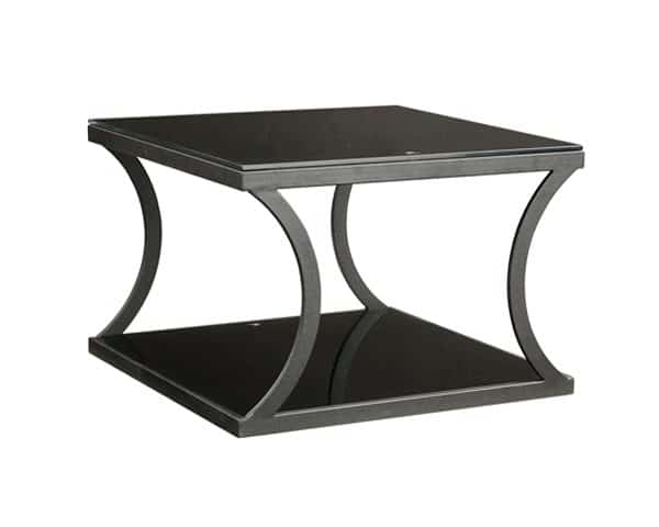 TABLE COIN DE BUREAU HYF04-0606 600*600*450 VERRE NOIRE
