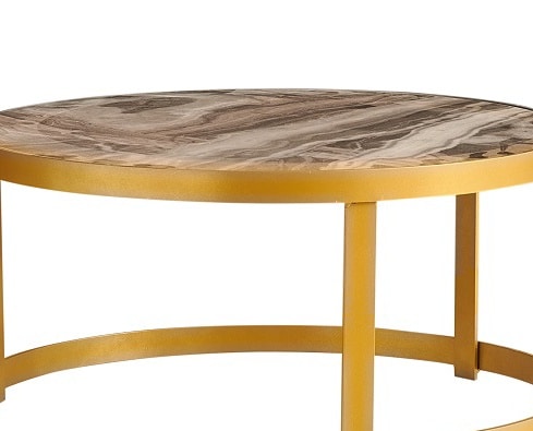 TABLE BASSE EN MARBRE CHLOE 725*725*365 COULEUR DOREE PM