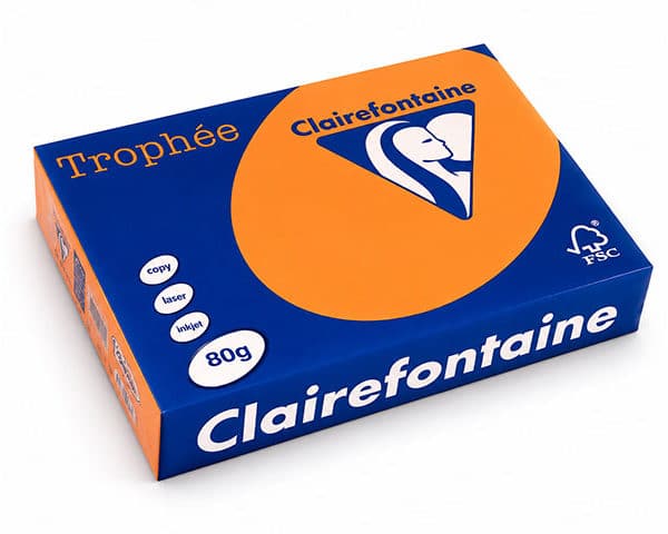 PAPIER A4 CLAIREFONTAINE COULEUR ORANGE